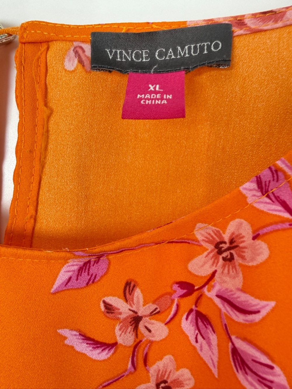 Vince Camuto Brielle Open Shoulder Balloon Sleeve Blouse Orange/Pink Size XL - Picture 6 of 14